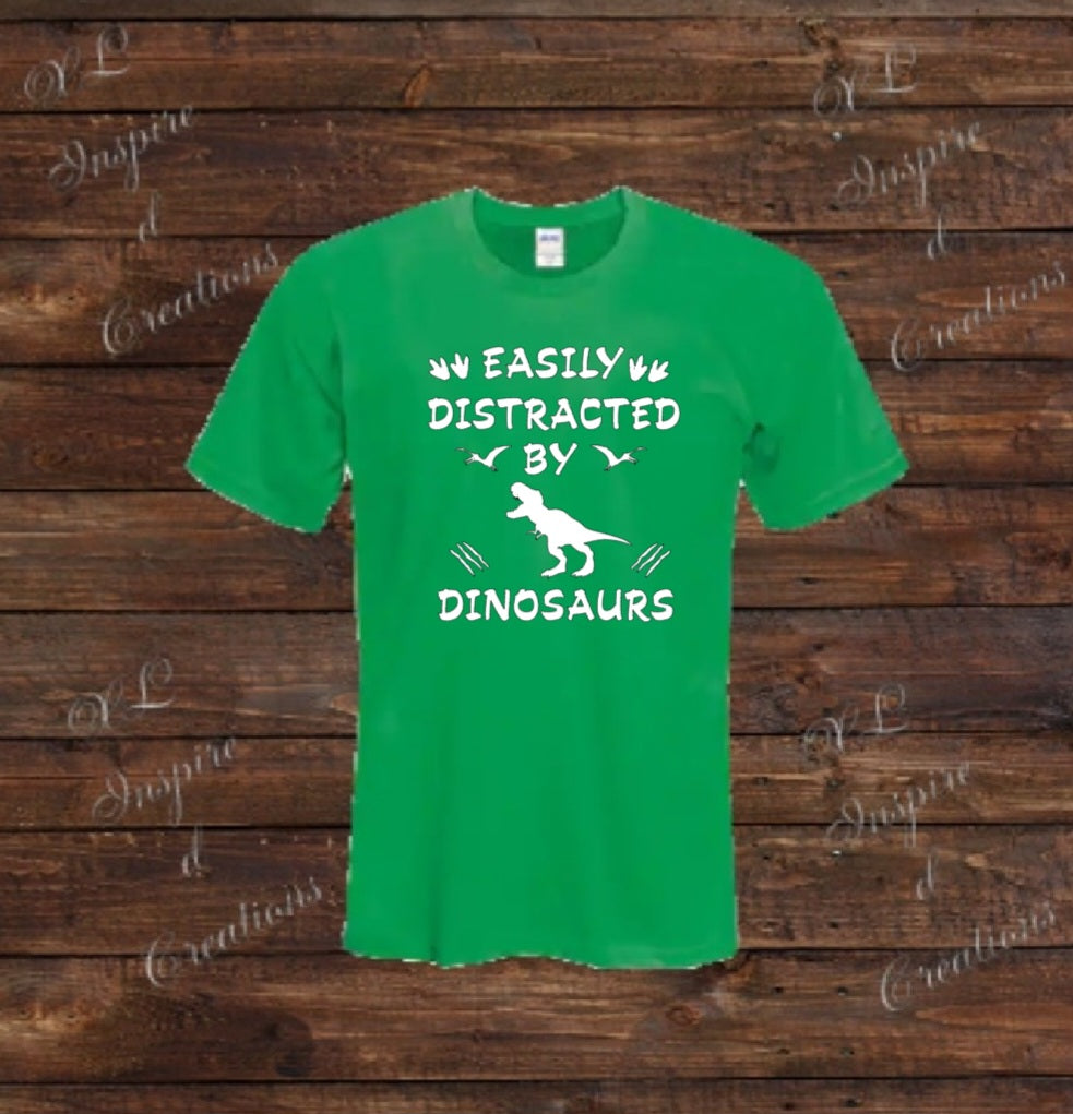 Easily distracted by dinosaurs - trex - T-shirt